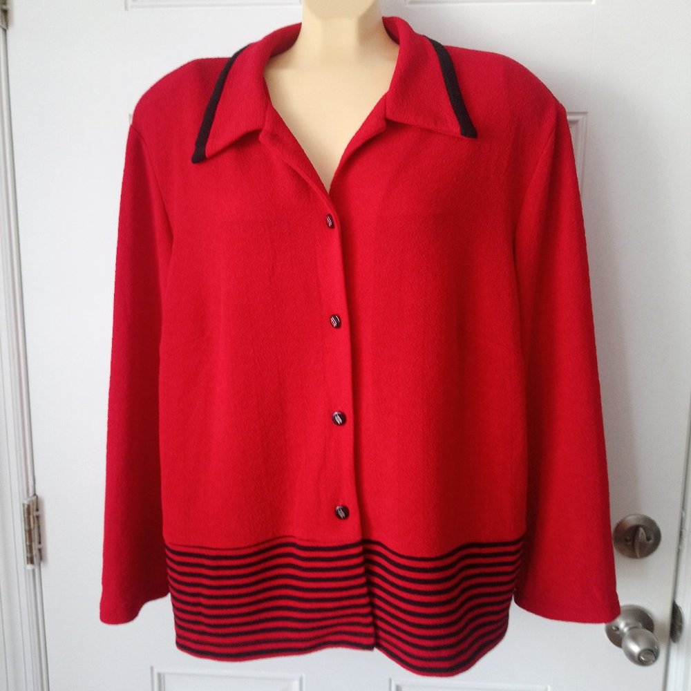 K WOMAN Red/Black Button Down Jacket Sz 24W